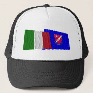 Wellenartig bewegende Flaggen Italiens und Molises Truckerkappe