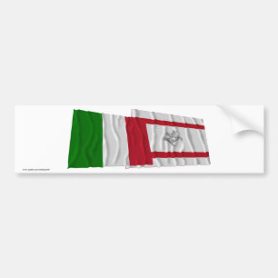 Wellenartig bewegende Flaggen Italiens und Toskana Autoaufkleber