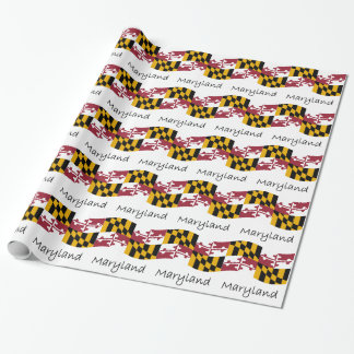 Wellenartig bewegende Marylandflagge und -name Geschenkpapier