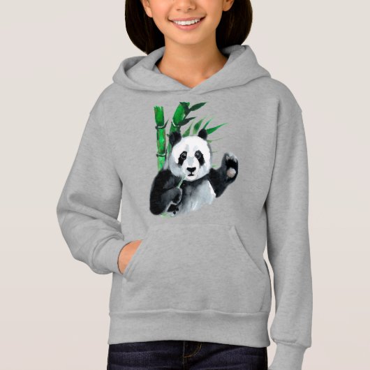 Wellenartig bewegender Panda und Bambus Hoodie (Vorderseite)