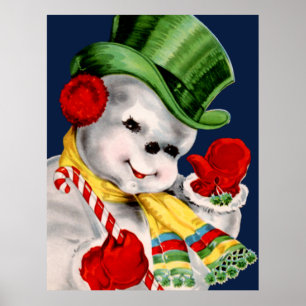 Wellenartig bewegender Schneemann Poster