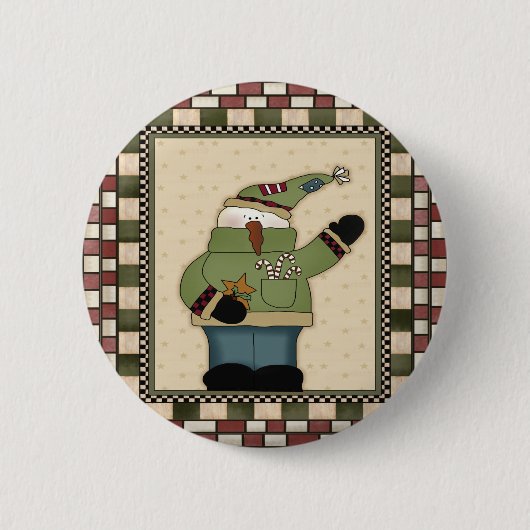 Wellenartig bewegender Schneemann-runder Button (Vorderseite)