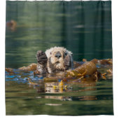 Wellenartig bewegender Seeotter Duschvorhang (Vorderseite)