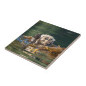 Wellenartig bewegender Seeotter Fliese (Seite)