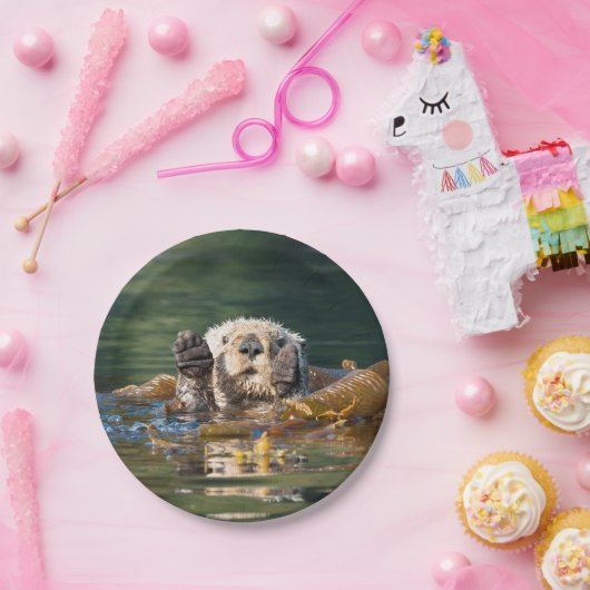 Wellenartig bewegender Seeotter Pappteller (Party)
