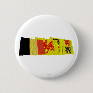 Wellenartig bewegendes Flaggen-Trio Hainaut Button