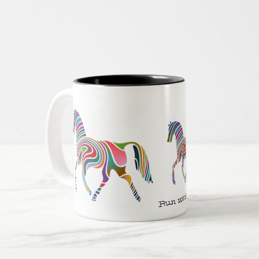 Wellenartig bewegte Pferdebunte Tasse (Vorderseite Links)