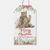 Wellenbär mit Blume | Frohe Weihnachten Geschenkanhänger (Vorderseite)