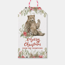 Wellenbär mit Blume | Frohe Weihnachten Geschenkanhänger