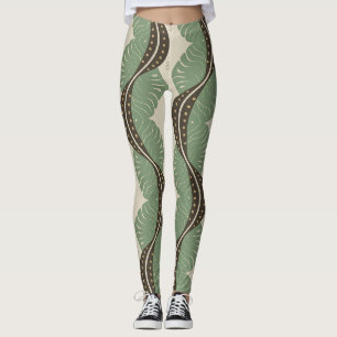Wellenblatt-Halbmond - Batik-Motiv Bali Leggings