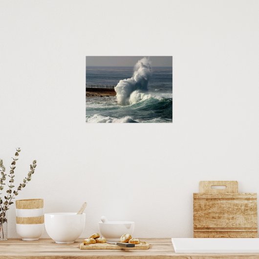 Wellenbrecher auf Pier Poster (Küche)