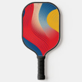 Wellenformen in Gelb, Blau und Rot Pickleball Schläger (Vorderseite)