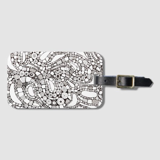 Wellenförmige gebogene Kreise Quadrat Abstraktes S Gepäckanhänger (Vorderseite (Horizontal))