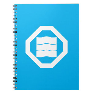 Wellenförmige Kanji-Zeichen für drei auf einem Tab Notizblock