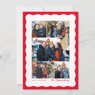Wellenförmige Kante fünf Foto-Collage einfaches ro Feiertagskarte