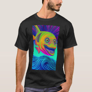wellenförmige Linien großäugiger Fisch unter Wasse T-Shirt