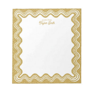 Wellenförmige Rand Faux Gold Glitter Personalisier Notizblock