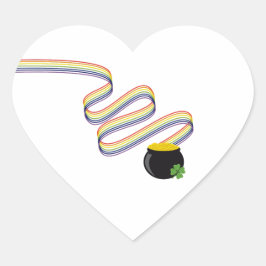 Wellenförmige Regenbogenstreifen führen zu einem T Herz-Aufkleber