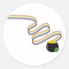 Wellenförmige Regenbogenstreifen führen zu einem T Runder Aufkleber