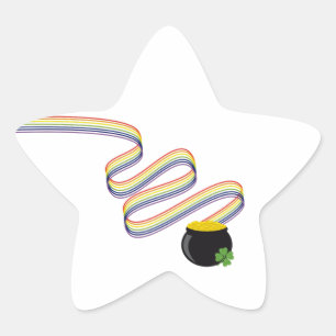 Wellenförmige Regenbogenstreifen führen zu einem T Stern-Aufkleber
