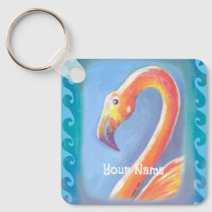 Wellenförmiger Flamingo Schlüsselanhänger