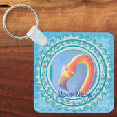 Wellenförmiger Flamingo Schlüsselanhänger (Vorderseite)