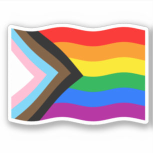 Wellenförmiger Progress Pride Flag Aufkleber