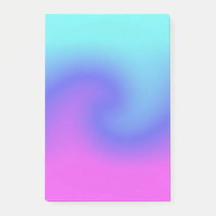 Wellenförmiger Wirbel Rosa Lila Blau Aqua Farbflus Post-it Klebezettel