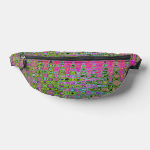 Wellenförmiges abstraktes grünes und rotes Retro-M Bauchtasche