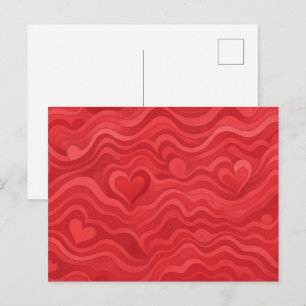 Wellenförmiges Herz Muster Grußkarte Retro Liebe Postkarte