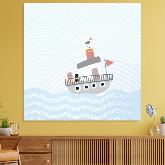 Wellenförmiges Schleppschiff Leinwanddruck (Insitu (Wohnzimmer))