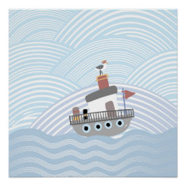 Wellenförmiges Schleppschiff Poster