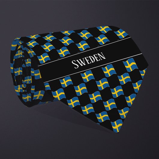 Wellenförmiges Schwedenflaggenmuster Krawatte