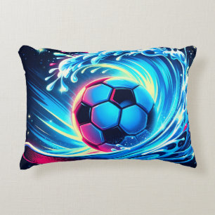 Wellenfußball Futuristischer Ozean Fußball Surfen Dekokissen