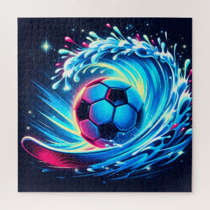 Wellenfußball Futuristischer Ozean Fußball Surfen Puzzle