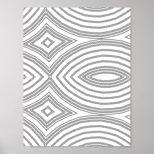 Wellenlinien-Diamantmuster-Malvorlage-Design Poster (Vorne)