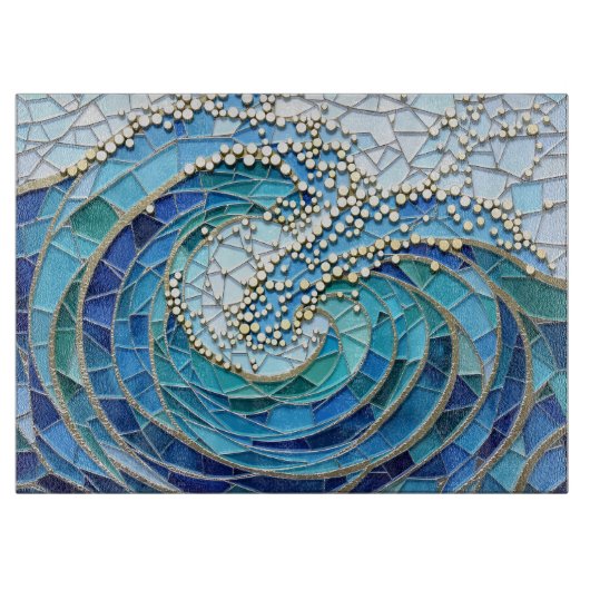 Wellenmeer-Mosaikkunst Schneidebrett (Vorderseite)