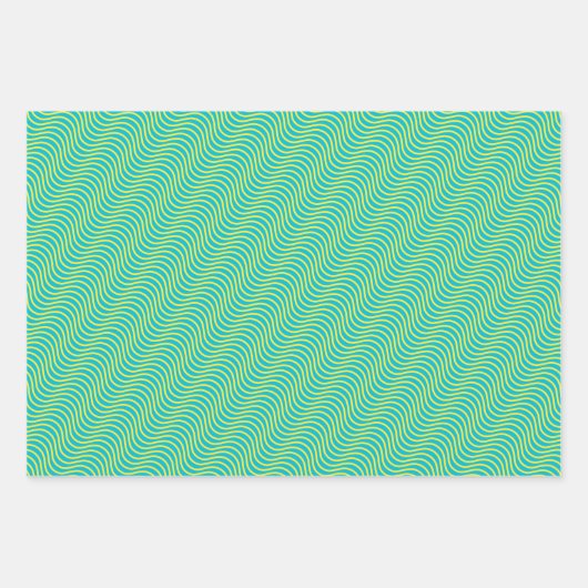Wellenmuster in drei Farben Geschenkpapier Set (Vorderseite)