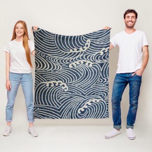 Wellenmuster, japanisches Design Fleecedecke (Beispiel)