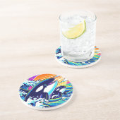 Wellenreiten Getränkeuntersetzer (Seite)