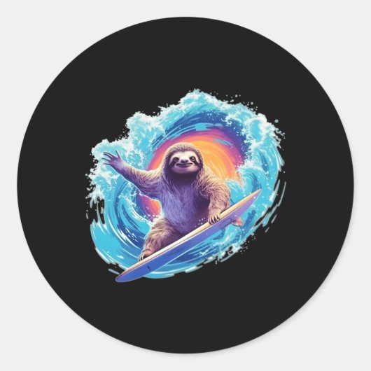 Wellenreiten mit Surfbrett Runder Aufkleber (Vorderseite)