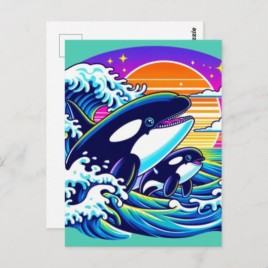 Wellenreiten Postkarte (Vorne/Hinten)