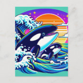 Wellenreiten Postkarte (Vorderseite)