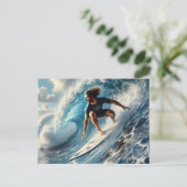 Wellenreiten Postkarte (Stehend Vorderseite)