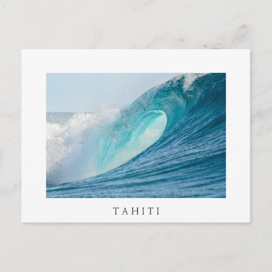 Wellenreiten, Tahiti, weiße Postkarte (Vorderseite)
