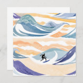 Wellenreiten | Zeitgemäße Aquarellkarte (Vorne/Hinten)