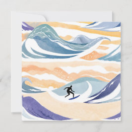 Wellenreiten | Zeitgemäße Aquarellkarte