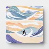 Wellenreiten | Zeitgenössischer Wasserfarbenozean Fotoplatte (Vorderseite)