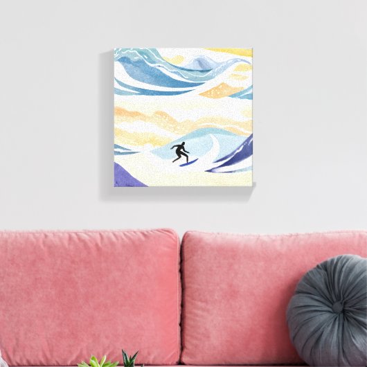 Wellenreiten | Zeitgenössischer Wasserfarbenozean Leinwanddruck (Insitu (Wohnzimmer))