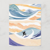 Wellenreiten | Zeitgenössischer Wasserfarbenozean Postkarte (Vorderseite)